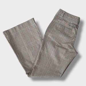 Isaac Mizrahi Women’s Plaid Pants Size 8 Gray Red Cotton Straight Leg